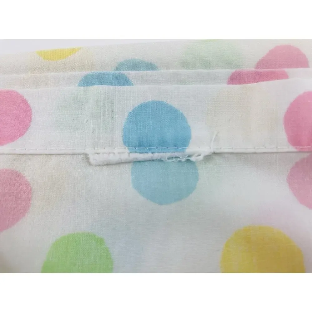 Vintage Pastel Colorful Polka Dot Fitted Flat Sheet Great Crafting Rainbow Pink